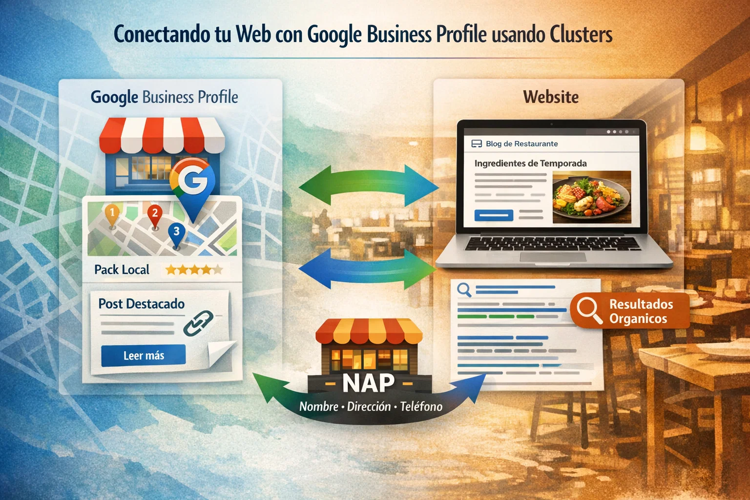 Cómo conectar tu web con Google Business Profile usando clusters