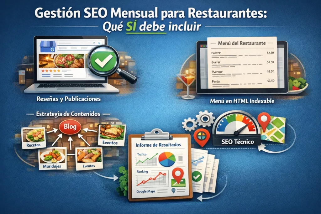 Qué incluye una gestión SEO mensual para un restaurante
